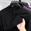 Suéter para hombre cómodo y suave de hilo de núcleo con media cremallera y cuello alto, color liso casual de negocios versátil ropa para hombre
