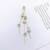 Novos Brincos Longos com Franjas Pérola Alto Brilho Semicírculo Estilo Coreano Doce Pingente de Strass Acessórios de Joias para Orelha DIY