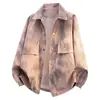 Jaqueta Casual Tie-Dye com Lapela Novo Estilo 2026 Primavera Masculina Design Solto Jaqueta Retro Americana