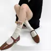 Calcetines de Estilo Veraniego con Borde Fruncido Estilo Princesa Holgados Calcetines de Ballet Dulces con Lazo hasta la Pantorrilla Calcetines de Estilo Miu hasta la Mitad de la Pantorrilla para Niñas