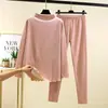 Otoño e invierno 2024 talla grande camiseta interior suelta para casa ropa interior térmica traje de terciopelo semi-cuello alto manga larga