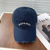 Zhao Lusi letras lavadas y desgastadas para mostrar la cara pequeña bordado gorra de béisbol pareja Calle versátil profundo superior gorra con visera moda