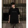 Camiseta Negra de Hombro Pesado Americana para Hombre Verano Nicho Diseño Metálico Manga Corta Alta Gama Atractivo Media Manga