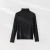 Uma Nova Camiseta Base Lisa de Meia-Gola para Primavera e Outono para Mulheres, para Usar por Baixo ou por Cima, Top Afinando e Quente