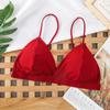 Camisola Regata de Renda com Bojo Triângulo Francês de Fio de Seda Gelo com Costas Lindas, Sutiã Sem Alças para Estudantes, Sem Fio, Sexy com Bojos