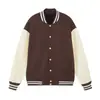 Nueva Chaqueta de Béisbol Colorida de Algodón de 330g con Bloques de Color, Marca de Moda, Hombro Caído para Hombre, Corte Holgado, Logo Bordado Juvenil, Personalización