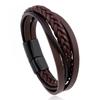 Pulsera de Cuero para Hombre Tejida a Mano de Múltiples Capas Más Vendida en AliExpress Amazon Pulsera de Cuero de Múltiples Capas de Acero Inoxidable