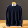 Suéter de Cachemira Baicai de Terciopelo con Cuello Redondo Bajo para Hombre, Jersey de Punto Casual de Negocios, Capa Base de Punto, Suéter Nuevo de Lana Otoño Invierno