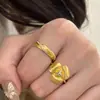 Caperucita Roja Estilo Explosivo Alambre Dibujado Enrollado Anillo de Maltosa Mediados de la Era Antigua Lujo Ligero Sentido de Alto Nivel Anillo de Diamante Anillo Abierto para Mujeres