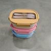 Lonchera de plástico estilo Nuevo Nórdico con cuchara, tres compartimentos, lonchera para estudiantes y trabajadores de oficina, hermética, para conservar alimentos