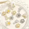 Decoraciones para Uñas de Lujo Ligero Flor de Perla Lazo Pedrería, Estrella Metálica Ultra Brillante Zirconio Estilo Suave Usable