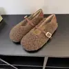Zapatos Mary Jane de Lujo Pequeño Blancos con Piel para Mujer Invierno Exteriores Mocasines Slip-on con Forro de Lana para Calidez Zapatos de Algodón Peludo de Felpa