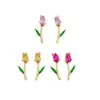 Novos Brincos de Zircônia Colorida com Flor Incrustada, Brincos de Tulipa Delicados, Elegantes e Fofos, Brincos Românticos de Estilo Pastoral