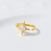 Anillo de Estrella de Cuatro Puntas Incrustado con Diamantes de Plata de Ley S925 Nalan Exquisito Simple de Moda Temperamento Diseño de Nicho Anillo R03980