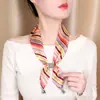 Bufanda de Seda con Cuentas Vintage Perezosa para Primavera/Verano 2026 para Mujer, Cinta Decorativa Rayada Versátil, Accesorio para Camisa, Pañuelo Pequeño para el Cuello