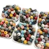 Multicolor Transfronterizo Color Mixto alrededor de 10 mm Madera de Loto Tallada Redondas de Madera Cuentas para Pulsera DIY Decorativas con Agujero Pasante Cuentas Sueltas