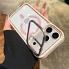 Suporte Magnético Transparente de Acrílico Adequado para Capa de Celular Apple 17Promax Suporte Metálico para Lente iPhone16 Capa Dura