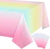 Toalha de Mesa Descartável de Mesa de Papel Arco-Íris Degradê Suprimentos para Festa de Aniversário Adequada para Decoração de Festa de Aniversário, Casamento, Chá de Bebê