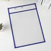 Bolsa de Dibujo para Calcar de Educación Temprana para Niños de PVC, Bolsa de Archivo Colgante para Mascotas Borrable, Bolsa Transparente A4 Cosida para Pizarra Blanca