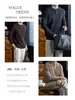 Suéter de punto acanalado con cuello Henley de manga larga estilo americano para hombre, minimalista, suave, elástico, agradable para la piel, prenda básica de punto para ir al trabajo