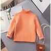 Suéter de Cashmere Liso Infantil Peça Única 2025 Novo Outono e Inverno Suéter para Meninas Gola Alta Meia Lã Forrado Espessado Suéter Tesouro Feminino