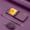 Adecuado para Samsung Z Flip7/6 Funda de Cuero para Teléfono Móvil Correa Cruzada Funda para Teléfono Móvil Z Flip5 Tapa Flip con Tarjeta 70% de descuento Apilar 4