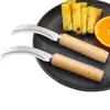 Cuchillo pequeño curvo de acero inoxidable, cuchillo para plátanos, hoz pequeña, cuchillo para cortar verduras, cuchillo para pelar piñas, cuchillo para frutas, cuchillo para jackfruit, herramienta para cortar cebollín