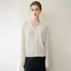 Estilo luxo leve~Cardigã 100% caxemira pura para mulheres, casaco de malha trançada com gola V espessa, peça de outer wear de suéter de malha simples e elegante