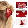 Acessórios da Moda Atacado: Presilhas de Cabelo Atmosféricas de Bolinhas em Formato de Coração, Grampos de Cabelo Estampados em Formato de Coração, Presilhas de Tubarão, Acessórios de Cabelo Vermelhos e Pretos