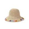 Chapéu de Pescador com Proteção Solar Ins, Chapéu de Palha Dobrável Fresco e Simples de Verão para Mulheres, Design Floral, Adequado para Passeios e Férias, Chapéu de Sol, Estilo Hyuna
