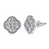 Pendientes de Plata de Ley S925 Estilo Japonés y Coreano de Lujo Ligero para Mujer Combinan con Todo Nicho Sentido de Alta Gama Pendientes de Aguja de Plata con Trébol de Cuatro Hojas Fritillaria Circonita para Mujer