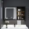 Gabinete con Espejo para Baño Montado en la Pared Puerta de Vidrio Estante Luz Inodoro Gabinete de Baño Espejo Montaje en Pared Montaje en Pared