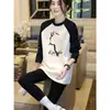 Camiseta de manga larga de algodón puro en color de contraste para mujer, top casual suelto de manga raglán de longitud media para otoño 2026 para combinar con pantalones de tiburón