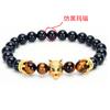 Accesorios transfronterizos nuevo pulsera de pareja de ojo de tigre de 8 mm ágata negra cobre lobo pulsera de corona pequeña joyería al por mayor