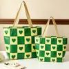Bolsas de mano de nylon verde estilo tejido, disponibles con impresión de logotipo personalizado, adecuadas para tiendas de ropa, negocios y publicidad corporativa