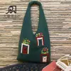 Venta Caliente Transfronteriza Crochet Hecho a Mano Tejido para Mujer Estilo Mori Lana Bolso de Mano para Hombro Bordado a Mano Bolso de Compras Tejido