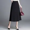 Falda de Color Sólido Versátil Elegante Nueva de Otoño 2026 para Mujer Cintura Alta Adelgazante Longitud Media Caída Dobladillo Grande Falda Línea A