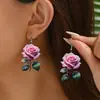 Accesorios para Mujer Navidad Pendientes Acrílicos Par de Pendientes Acrílicos Flor Rosa Día Cruz 2D Transfronterizo Día de San Valentín Ninguno
