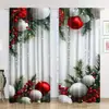 Cortinas com Estampa Digital de Cena de Neve Quente de Natal Transfronteiriça Decoração de Janela de Casa Cozinha Café Cortinas de Janela