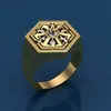 Anel de Diamante Hexagonal Mais Vendido da Amazon Cobre Inlaid com Zircônia Comércio Eletrônico Transfronteiriço Suprimento Anel Masculino Europeu e Americano Atacado