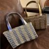 Bolsa de Palha Trançada Transfronteiriça Nova Bolsa de Mão de Palha Trançada Bolsa de Praia Feita à Mão Ins Bolsa de Palha Trançada Artesanal Bolsa de Mão Feminina