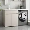 Gabinete de lavandería de aluminio tipo panal para uso doméstico, gabinete complementario para lavadora de balcón, combinación de lavabo integrado con tabla de lavar, gabinete de baño