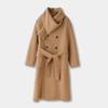 Sw26 Nuevo Abrigo de Lana Doble Faz con un Cuello Bufanda Único para Mujer, Abrigo Largo de Lana para Otoño e Invierno, Artesanía Pesada, Corte Holgado