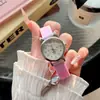 Nuevo reloj de examen de estudiante con orejas de gato lindo para mujer, alta estética de moda, correa de goma suave blanca, estilo caramelo