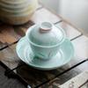 Cuenco de cerámica con juncos pintados a mano y color bajo cubierta, tetera, accesorios para la ceremonia del té, taza de degustación de té, tetera, juego de té de kung fu para el hogar