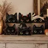 Productos de madera, un artículo popular para ventas transfronterizas: un juego de 6 figuritas de gato de madera, perfectas para decoraciones de Halloween