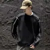 Sudadera con capucha de manga larga deconstruida estilo retro americano para hombre, holgada, talla grande, otoño invierno, nueva marca japonesa de tendencia, capa base, top de cuello redondo