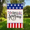 Banderas de Jardín de Lino Nuevas Transfronterizas para Temu Celebración del Día de la Independencia Decoración de Jardín Banderas de Estrella y Raya Estampado de Flores