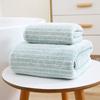 Toalla de Felpa Coralina de Punto de Trama con Rayas Finas de Etiquetado Transfronterizo, Toalla de Baño Absorbente de Secado Rápido, Toalla Espesa, Suministro Exclusivo de Fábrica