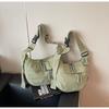 Bolsa de Lona Transfronteiriça Feminina Grande Capacidade 2025 Novo Verão Casual Nicho Bolsa Transversal High-End Commuter Bolsa Dumpling